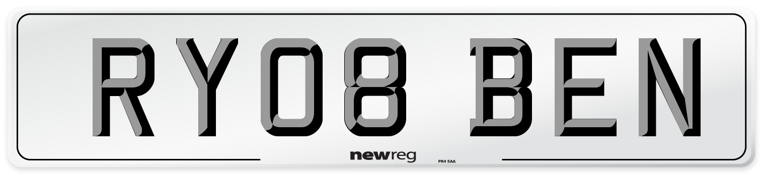 RY08 BEN Number Plate from New Reg
